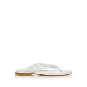 STUART WEITZMAN Womens White Calypso Slip On Leather Thong Sandals 7 B